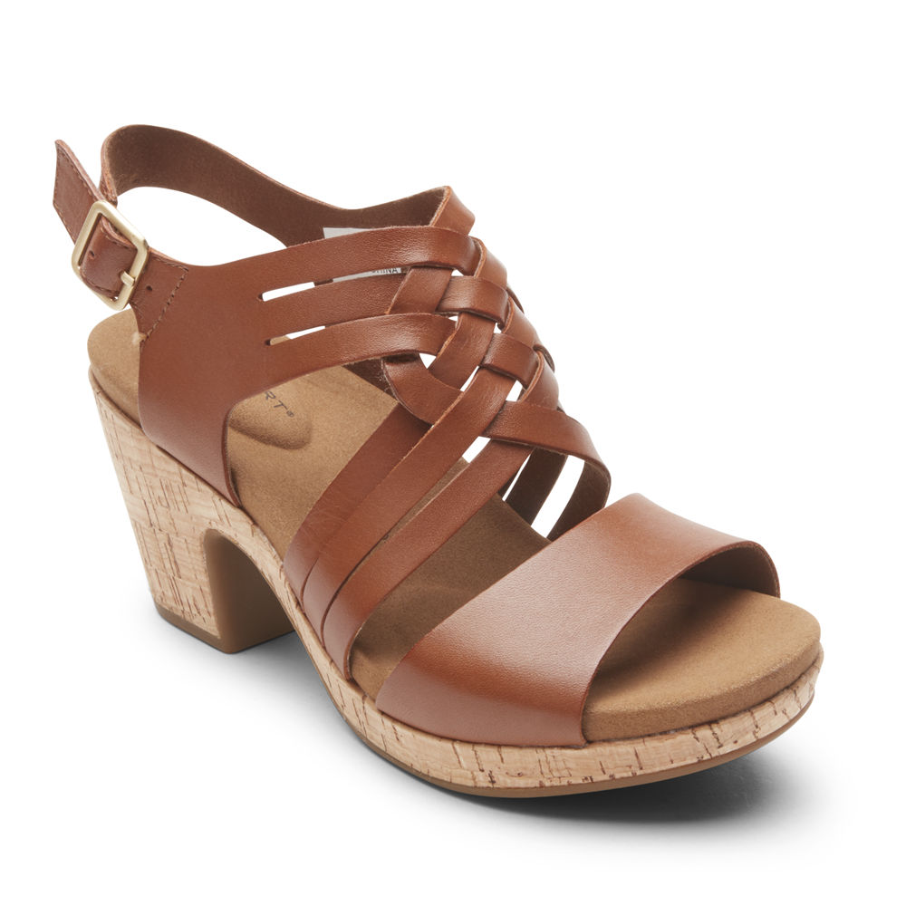 Rockport Womens Sandals Brown - Vivianne Woven Slingback - UK 321-AQBJOD